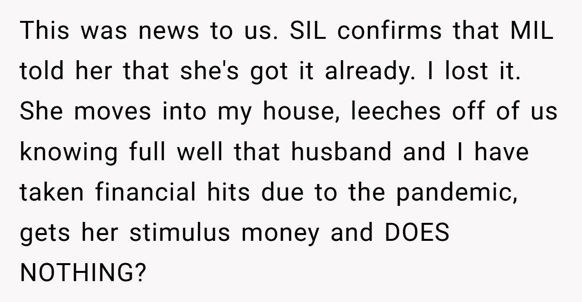 Couple Kick MIL Out Of The House After She Hid Her Stimulus Check And Trashed Their Groceries