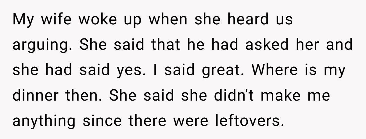 Wife Calls Husband Cruel After He Warns Son To Move Out Over Food
