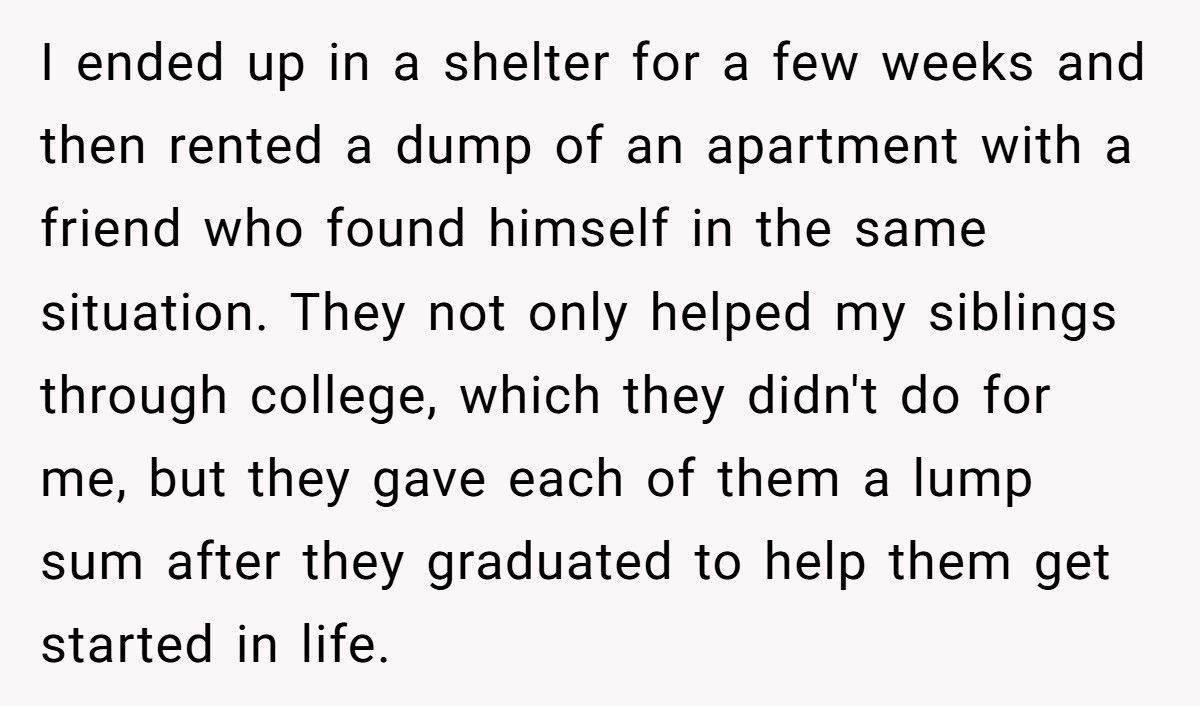 Man Refuses To Bail Out Parents Who Let Him Go Homeless But Funded His Siblings