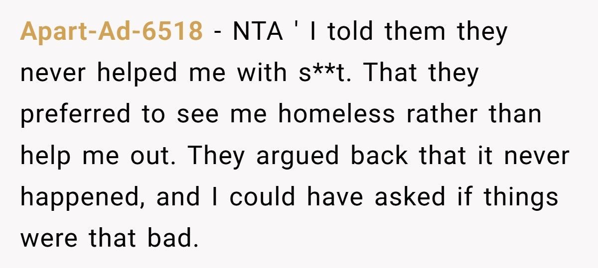 Man Refuses To Bail Out Parents Who Let Him Go Homeless But Funded His Siblings