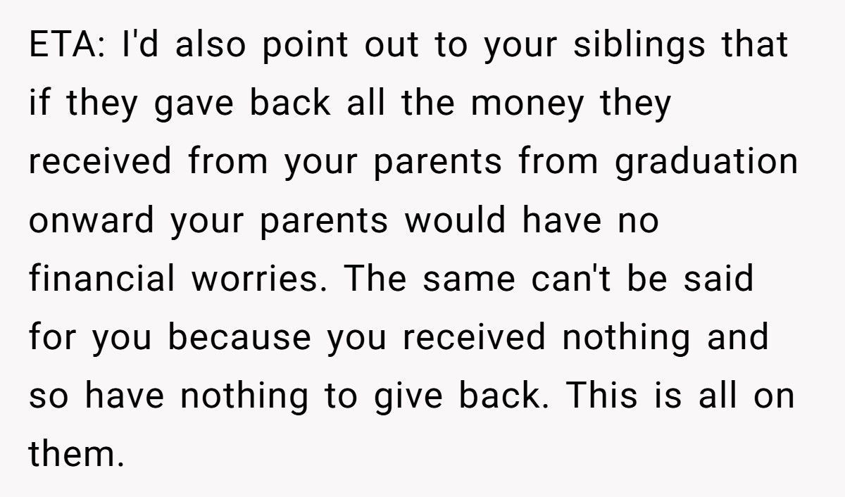Man Refuses To Bail Out Parents Who Let Him Go Homeless But Funded His Siblings