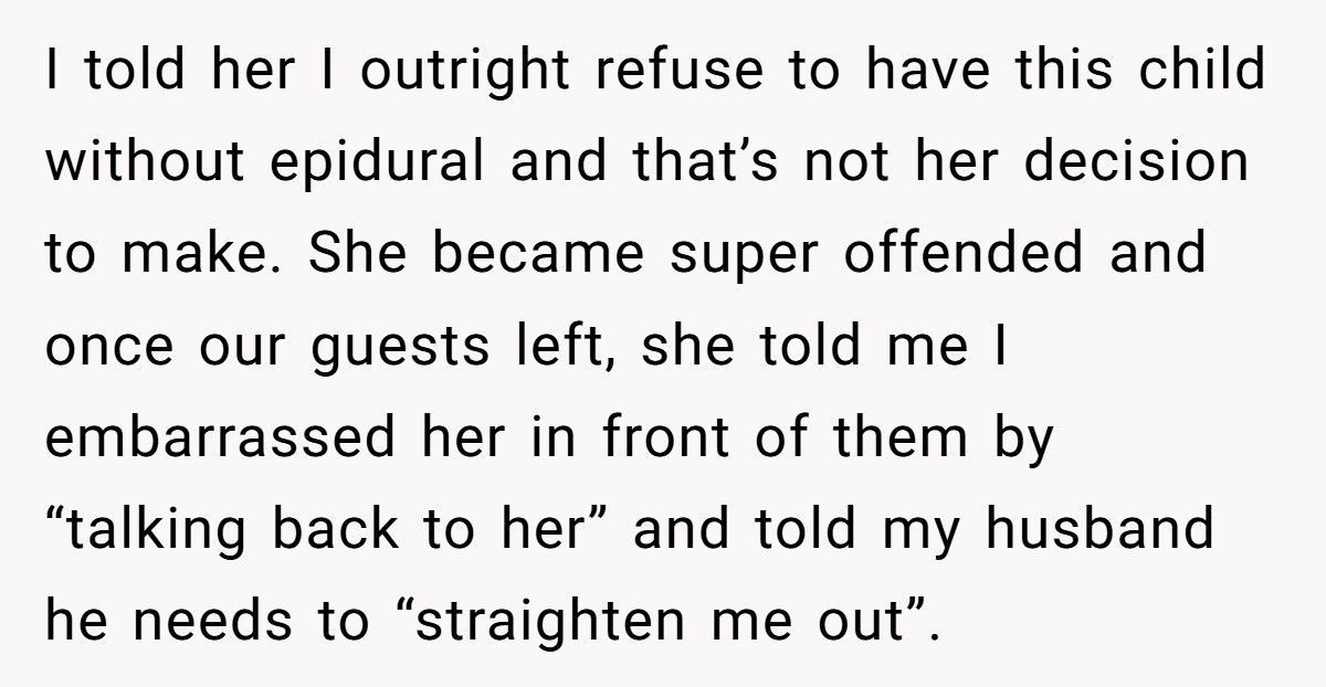 Wife Refuses To Give Birth The Natural Way After MIL Demands No Epidural