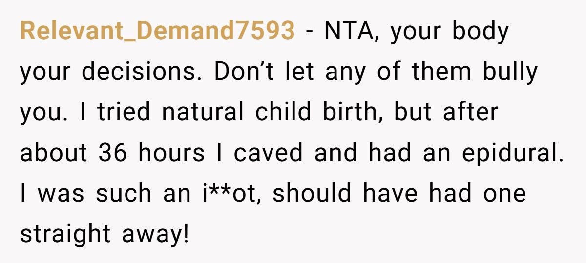 Wife Refuses To Give Birth The Natural Way After MIL Demands No Epidural