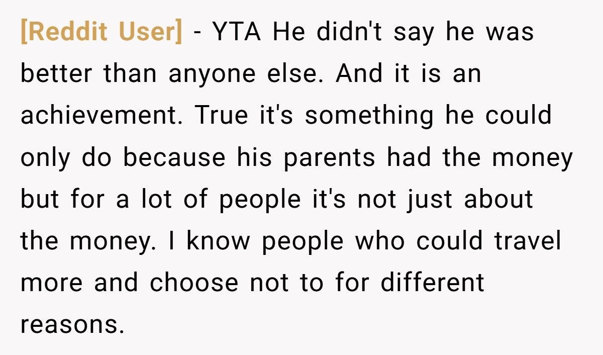Man Shuts Down Colleague’s 150-Country Travel Story, Tells Him It’s Just His Rich Parents’ Money