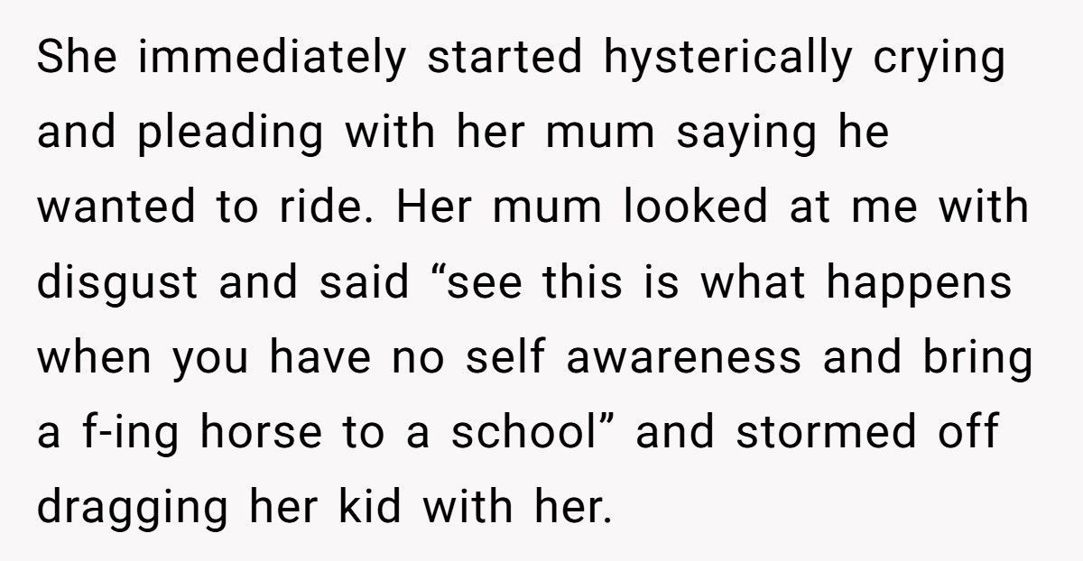 Mom Lets Daughter Ride Pony To School, Gets Accused Of “Showing Off”