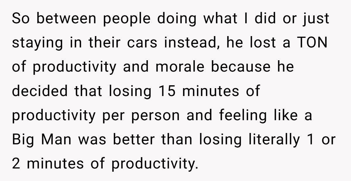 Boss Docks 15 Minutes For Being 1 Minute Late, Then Gets Mad When Worker Refuses Free Labor