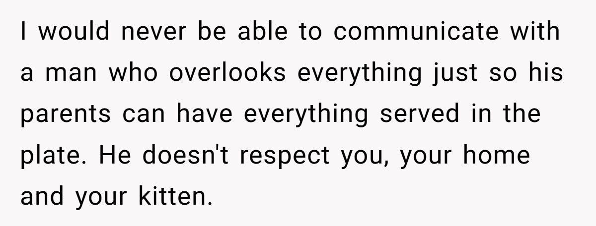 Wife Refuses To Leave Her Home With Her Kitten For In-Laws Who Hate Cats