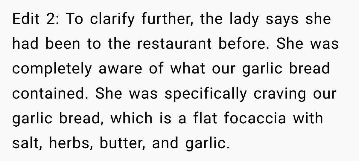 Waitress Called Cruel For Serving Regular Bread When Pregnant Customer Ordered Garlic-Free Garlic Bread