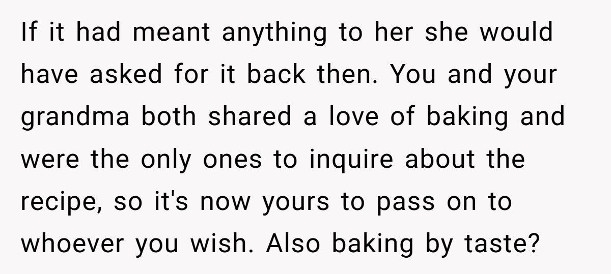 Baker Cousin Calls Them A “Sellout” After They Turns Grandma’s Secret Recipe Into A Business