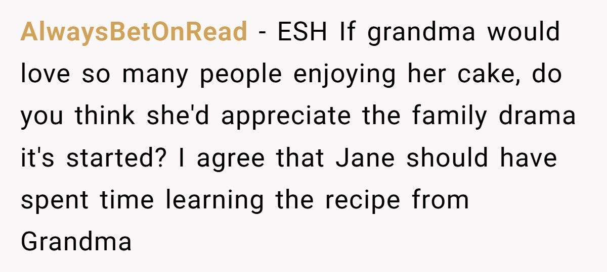 Baker Cousin Calls Them A “Sellout” After They Turns Grandma’s Secret Recipe Into A Business