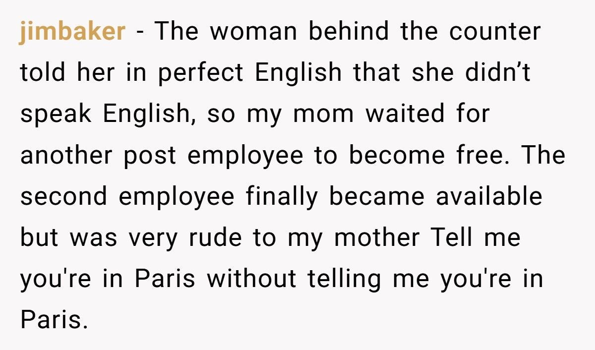 French Clerk Refuses To Sell To “The American”, Then Regrets It When Her Husband Shows Up