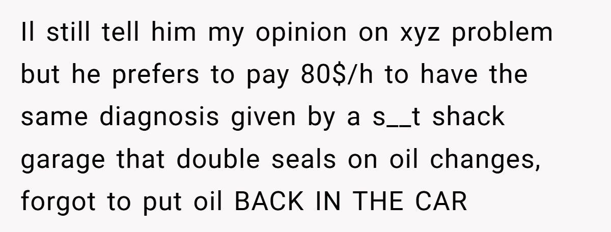 Customer Refuses Female Mechanic, Ends Up Waiting Two Hours For Nothing