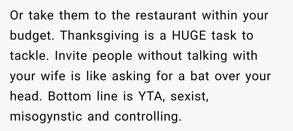 Man Tells Stay-At-Home Wife She Must Cook for His Friends Anytime He Invites Them Over