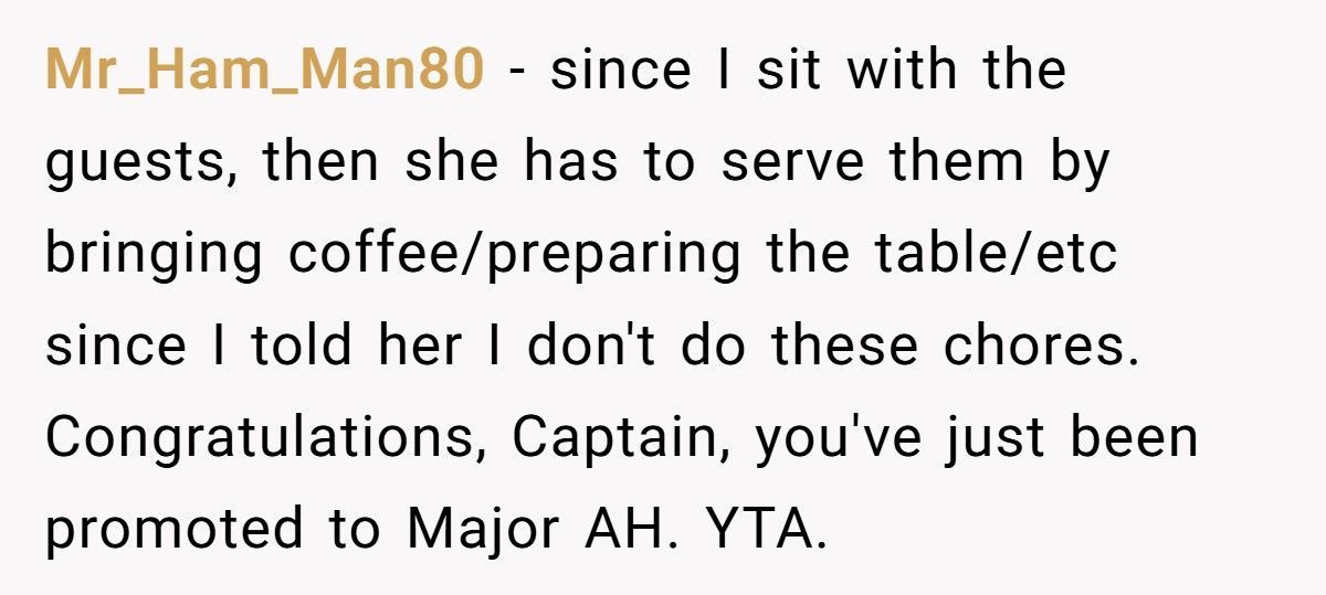 Man Tells Stay-At-Home Wife She Must Cook for His Friends Anytime He Invites Them Over
