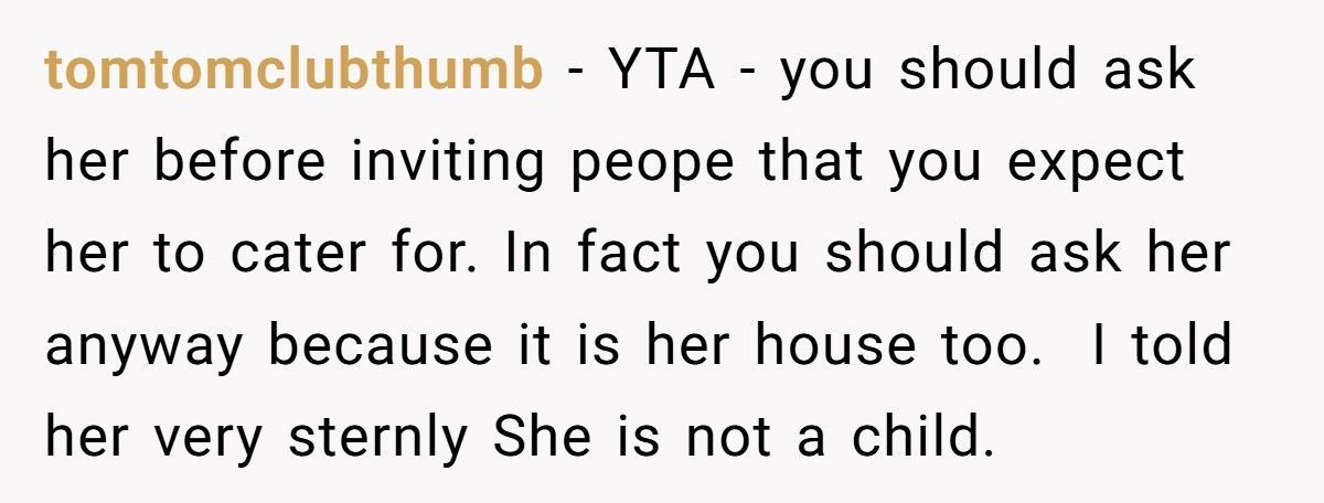 Man Tells Stay-At-Home Wife She Must Cook for His Friends Anytime He Invites Them Over