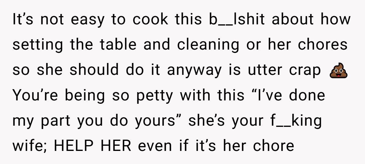 Man Tells Stay-At-Home Wife She Must Cook for His Friends Anytime He Invites Them Over