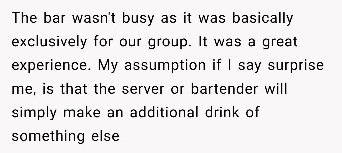 Bartender Serves Water To “Surprise Me” Customers, Nobody Saw That Coming