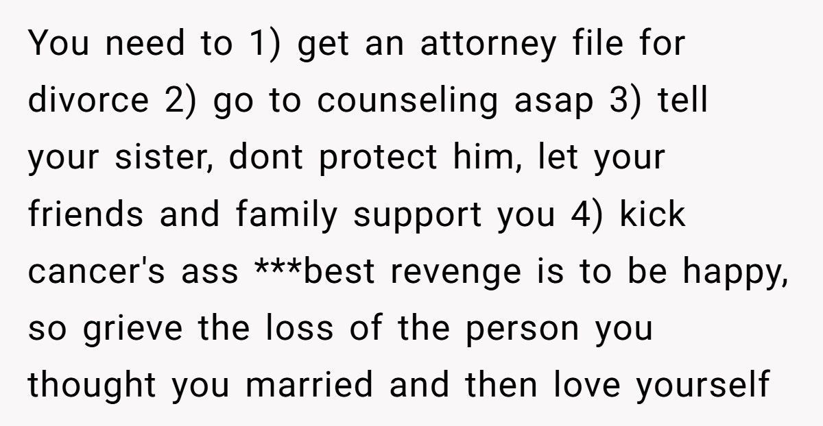 Husband Cheats While Wife Battles Cancer, Then Claims Caring For Her Was Never His Job