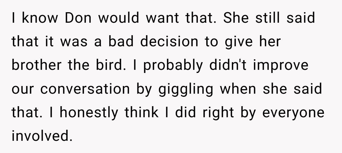 Brother Leaves Sister A Parrot In His Will, She Refuses To Keep It Brother Leaves Sister A Parrot In His Will, She Refuses To Keep It