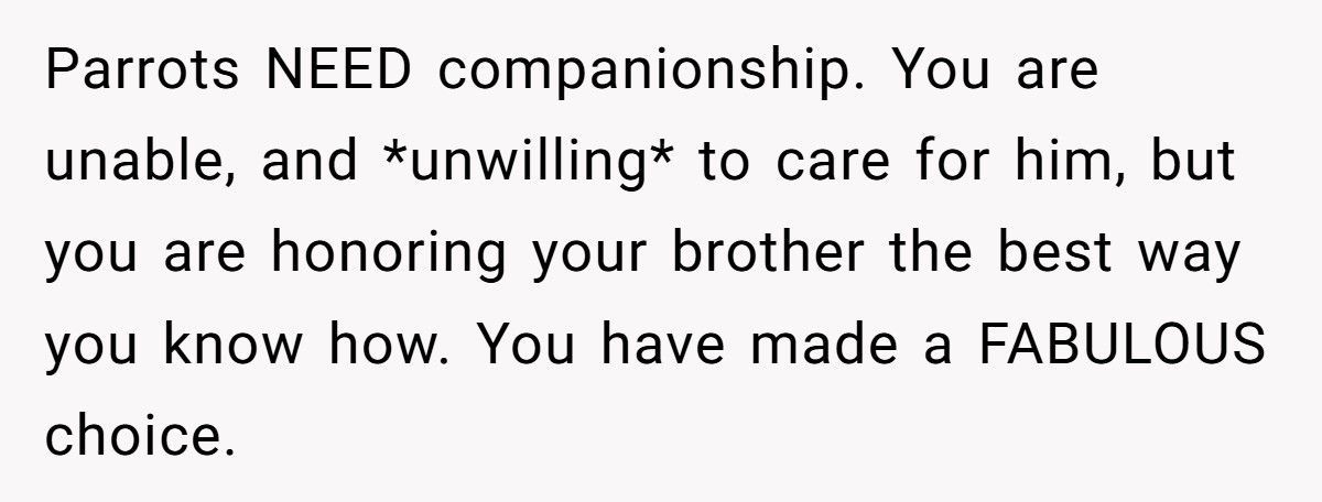 Brother Leaves Sister A Parrot In His Will, She Refuses To Keep It Brother Leaves Sister A Parrot In His Will, She Refuses To Keep It