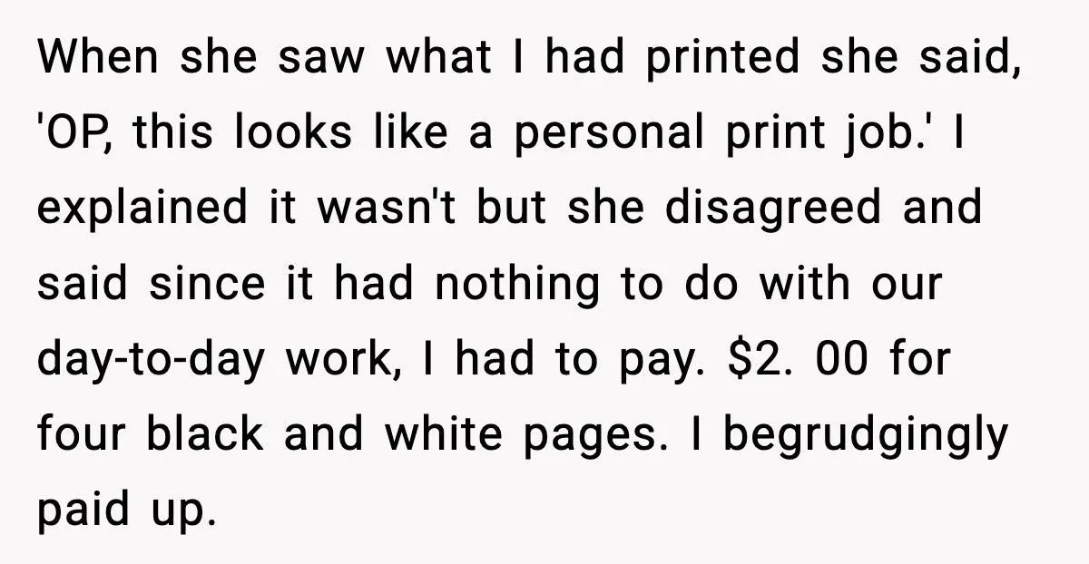 Employee Outsmarts Boss Who Charged Staff For Printing While Secretly Running Off 100-Page Party Invites Employee Outsmarts Boss Who Charged Staff For Printing While Secretly Running Off 100-Page Party Invites