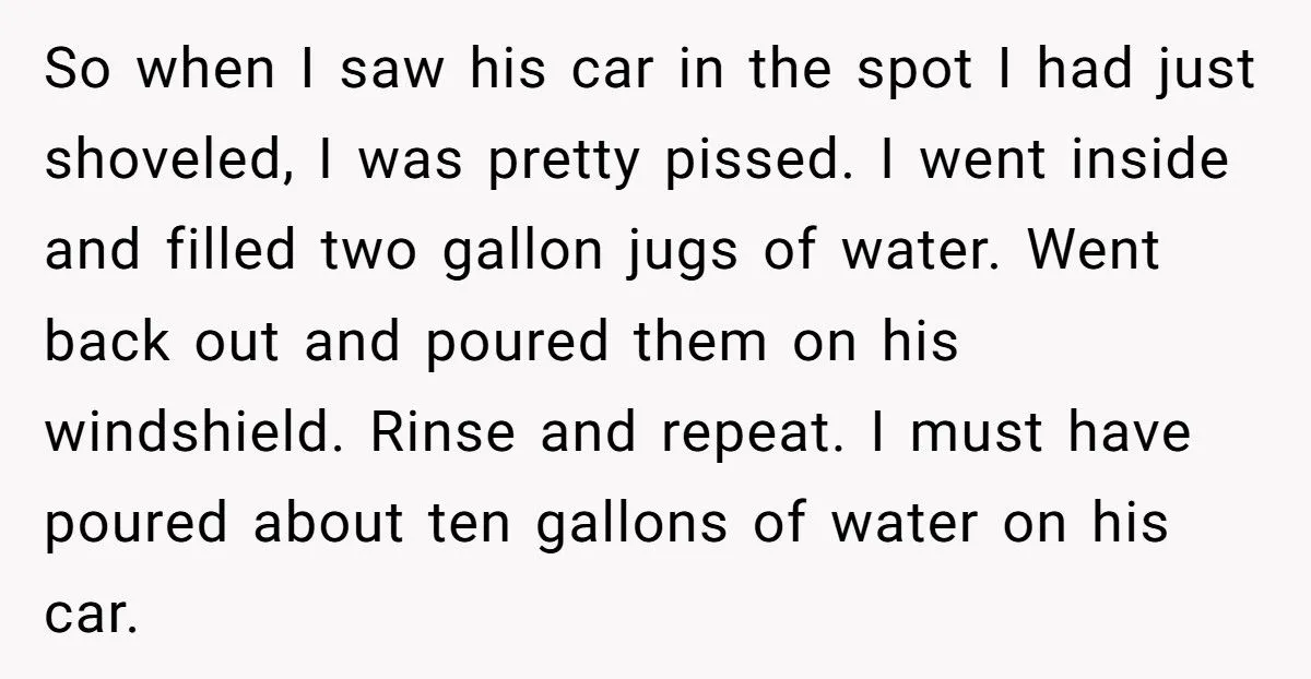 Neighbor Took His Parking Spot After He Shoveled For 45 minutes, So He Poured Water In Neighbor's Windshield