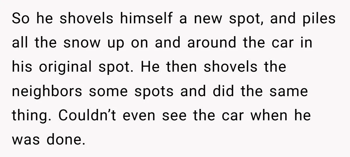 Neighbor Took His Parking Spot After He Shoveled For 45 minutes, So He Poured Water In Neighbor's Windshield