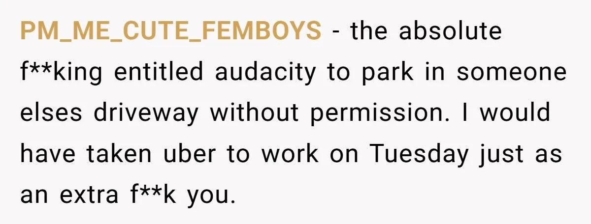 Woman Parked In His Driveway Without Permission, So He Blocked Her In And Went On A Weekend Bender