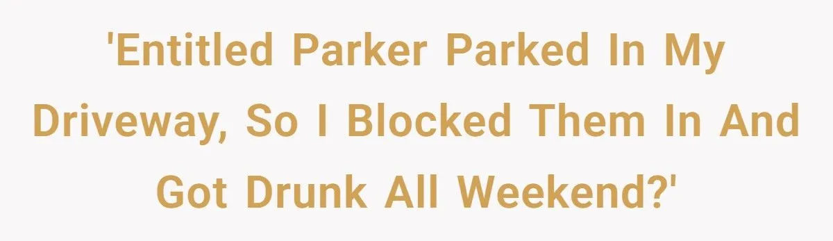 Woman Parked In His Driveway Without Permission, So He Blocked Her In And Went On A Weekend Bender