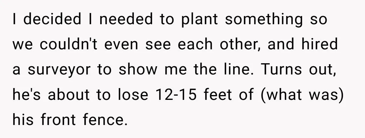 Man Threatened To Tow His Neighbor’s Car For Crossing The Property Line, So They Ordered A Survey And Took Back 20 Feet Of His Land