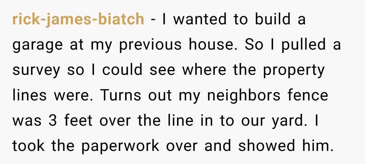 Man Threatened To Tow His Neighbor’s Car For Crossing The Property Line, So They Ordered A Survey And Took Back 20 Feet Of His Land