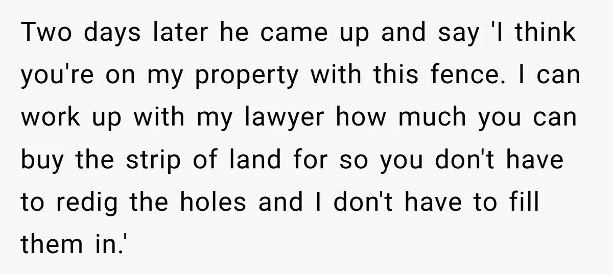 Man Threatened To Tow His Neighbor’s Car For Crossing The Property Line, So They Ordered A Survey And Took Back 20 Feet Of His Land