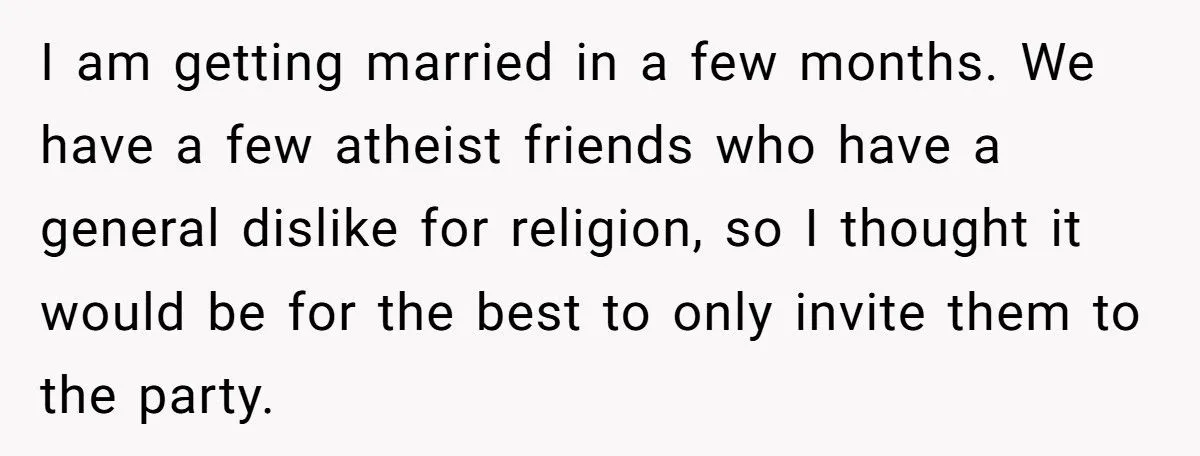 Bride And Groom Excluded Their Atheist Friends From Ceremony, Regret It Instantly Generated by Aubtu.biz