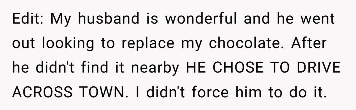 Pregnant Wife Yells At Husband When He Eats Her Chocolate, So She Makes Him Drive Across The City To Replace Them Generated by Aubtu.biz