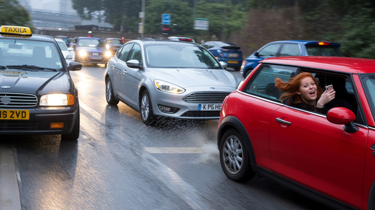 She Nearly Crashed Into Him While Using The Phone, He Honked And Karma Did The Rest