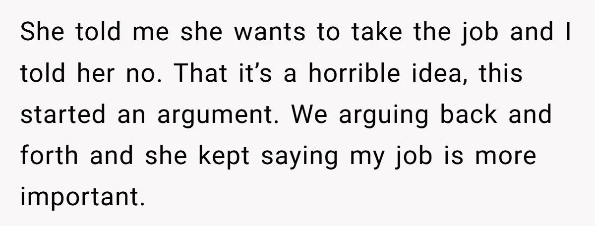 Husband Tells Wife to Forget Her Career Dreams Because His Job Pays the Bills