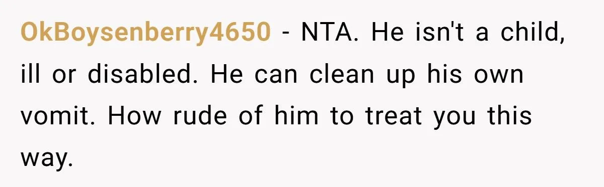 She Made Her Husband Sleep in the Guest Room After He Refused to Clean Up His Own Vomit
