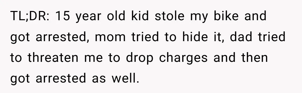 15-Year-Old Thought He Could Get Away With Stealing a Bike - Then His Dad Made It Even Worse