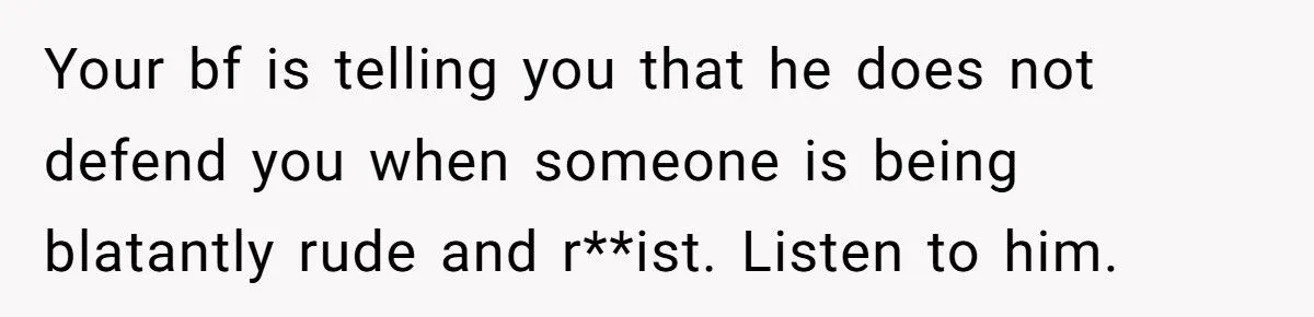 Girlfriend Calls Out Boyfriend’s Parents for Racism - He Defends Them Instead