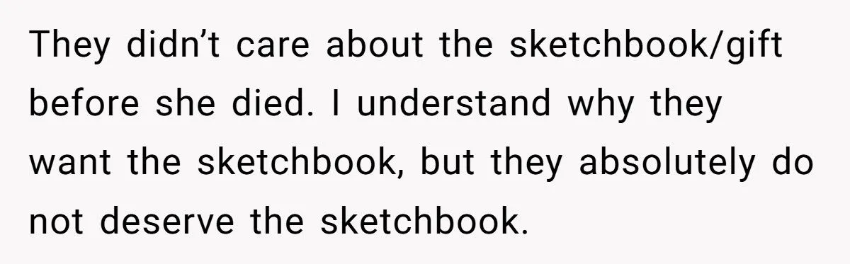 Woman’s Battle Over A Precious Sketchbook Gift After Her Friend’s Tragic Death