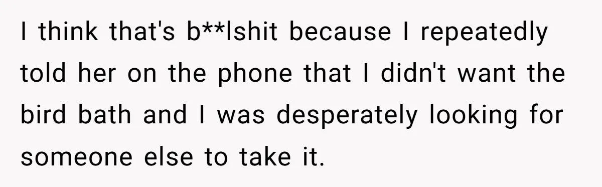 Family Outrage Erupts After Woman Sells Unwanted Heirloom Birdbath