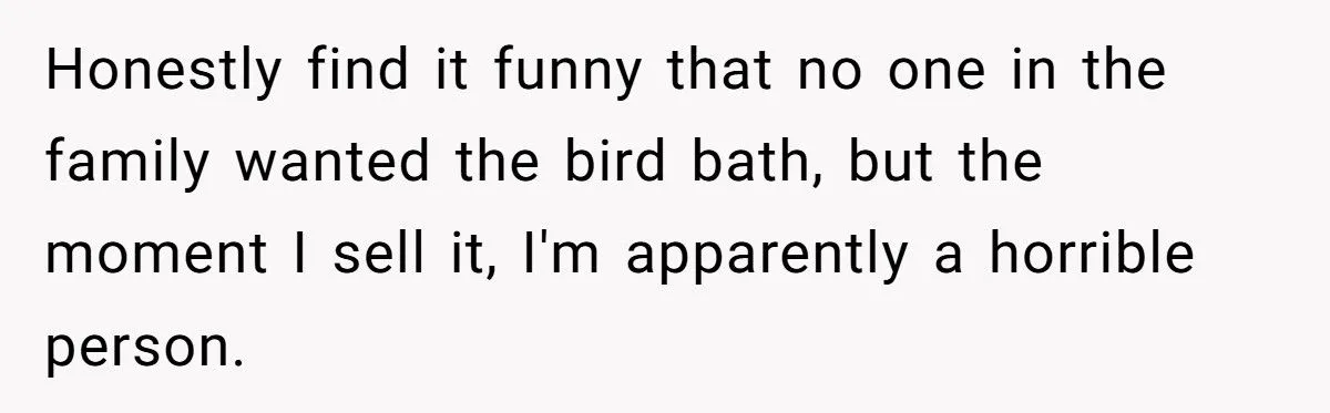 Family Outrage Erupts After Woman Sells Unwanted Heirloom Birdbath