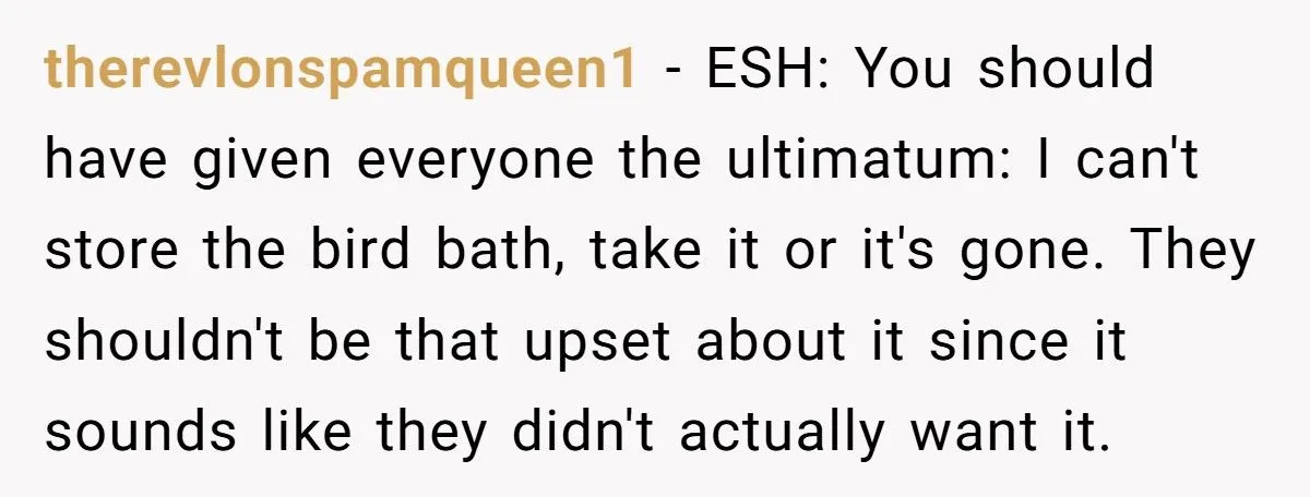 Family Outrage Erupts After Woman Sells Unwanted Heirloom Birdbath