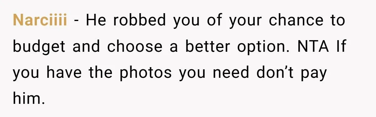 Their Cousin’s “Gift” of Wedding Photography Turned into a Shocking $3,000 Invoice