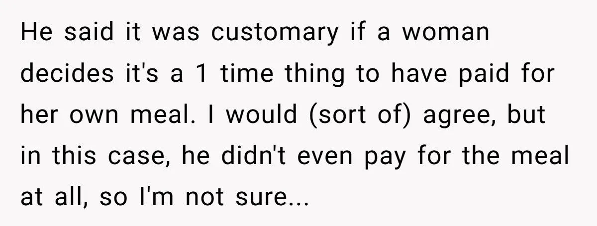 A Man Uses Free Meal Trade on First Date, Then Demands Cash When She Says No Spark