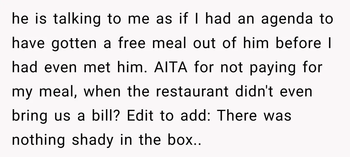 A Man Uses Free Meal Trade on First Date, Then Demands Cash When She Says No Spark