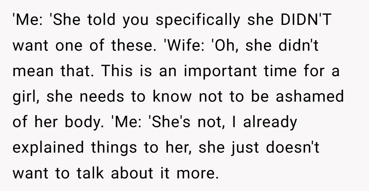 He Blocked His Wife from Forcing Their 12-Year-Old Into a Period Party She Desperately Tried to Avoid