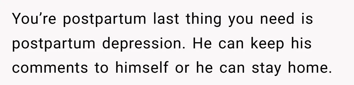 Woman Puts Her FIL in His Place After He Comments on Her Postpartum Weight