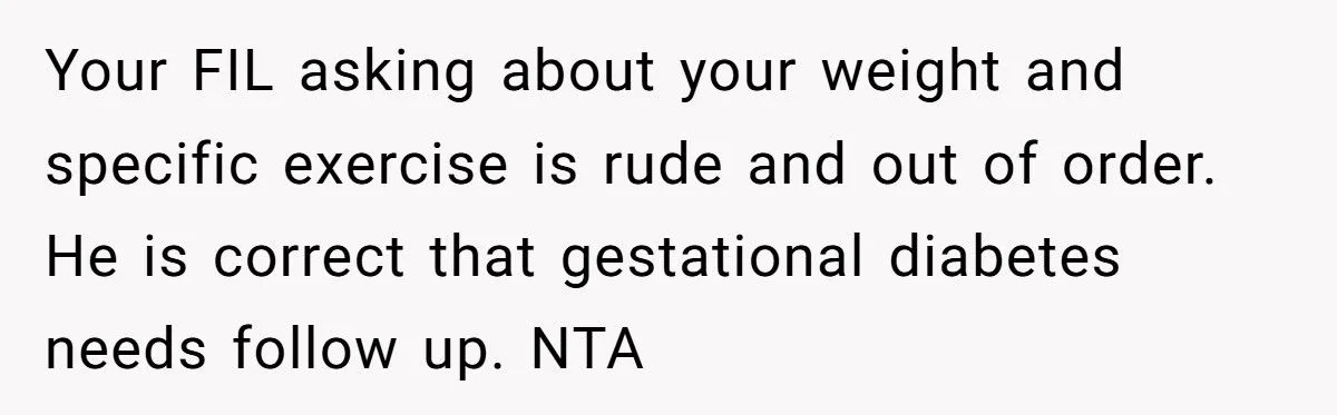 Woman Puts Her FIL in His Place After He Comments on Her Postpartum Weight