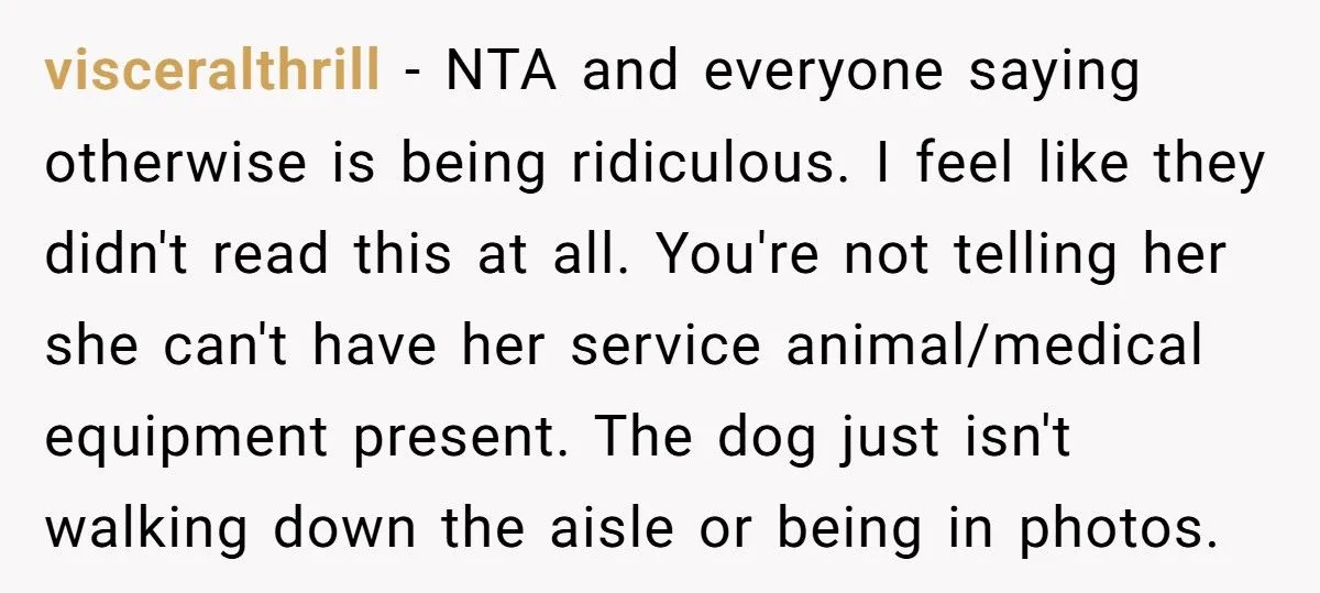 Bride Refuses to Let Her Friend’s Service Dog Participate in Wedding Photos or Ceremony - Friend Calls It Ableist